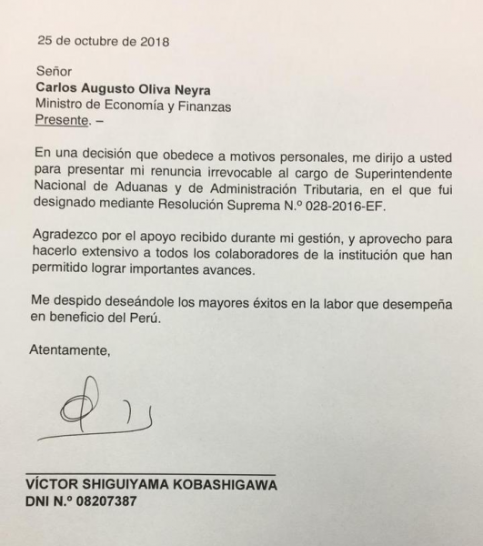 Sunat: Víctor Shiguiyama renuncia al cargo de superintendente | TVPerú
